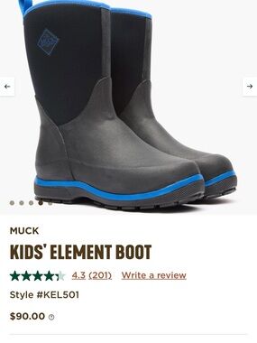 Muck Boot Company Kids Black and Blue Insulated Rain & Snow Boots